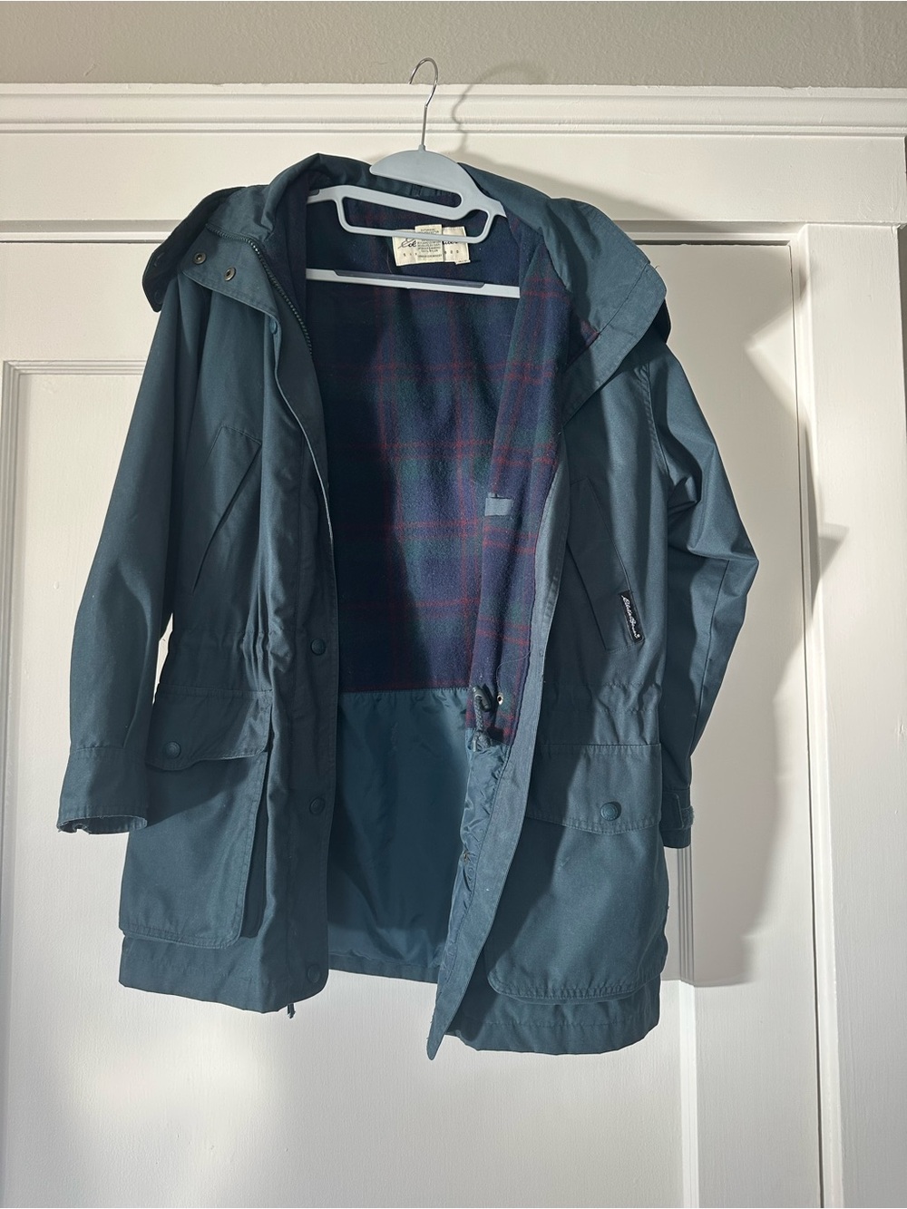 Eddie Bauer Women's Plaid Shirt Jacket - Navy & Burgundy